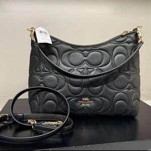 Coach Laurel Black Shoulder Bag w/signature embossed design and Gold Hardware